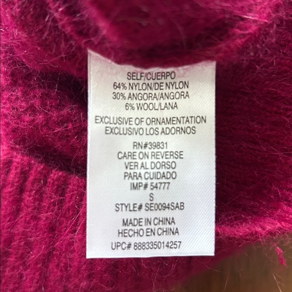 Sam Edelman women’s whimsy Boho ruby red wool blend cropped sweater size small​ - Picture 5 of 6